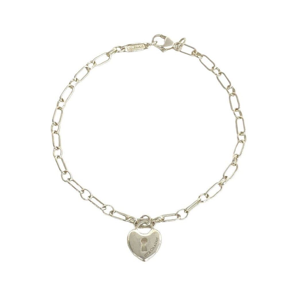 TIFFANY&Co. Tiffany Heart Lock Bracelet, Sterling Silver 925 Chain Accessory,...